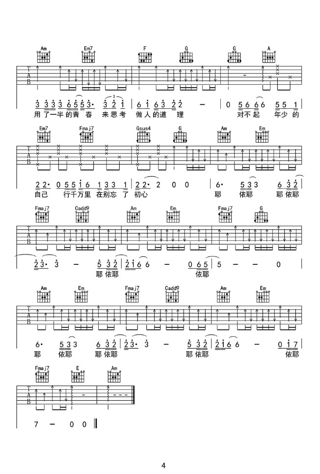 生而為人吉他譜_尚士達_C調和弦彈唱譜_圖譜4