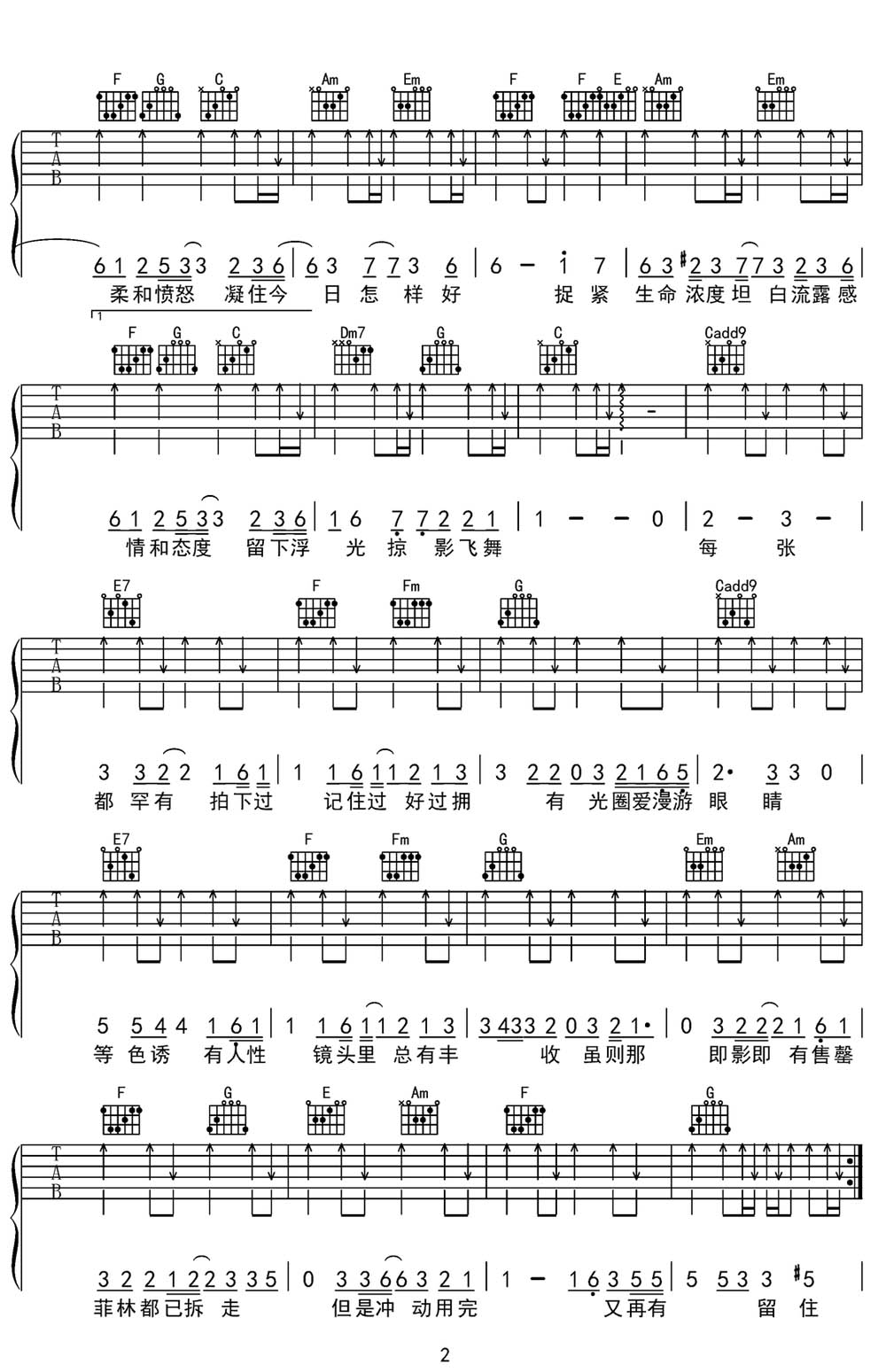 沙龍吉他譜_陳奕迅_C調和弦彈唱譜_原版高清_圖譜2