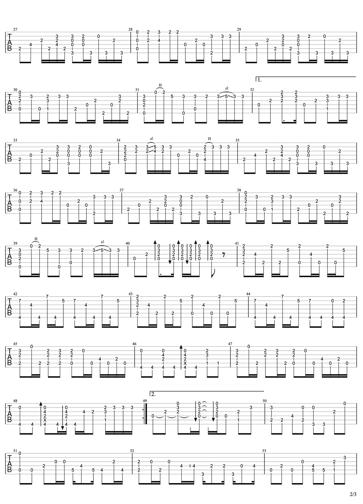 七里香吉他譜_周杰倫_C調(diào)指彈/獨(dú)奏譜_原版好聽_圖譜2