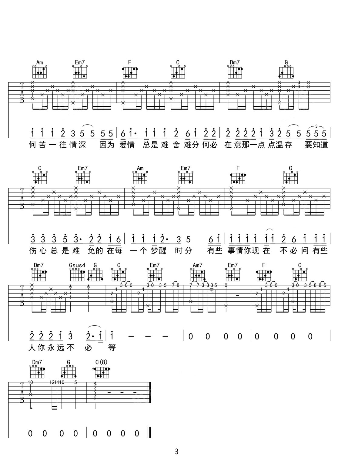 夢醒時分吉他譜_陳淑樺_C調和弦彈唱譜_完美版帶前奏_圖譜3