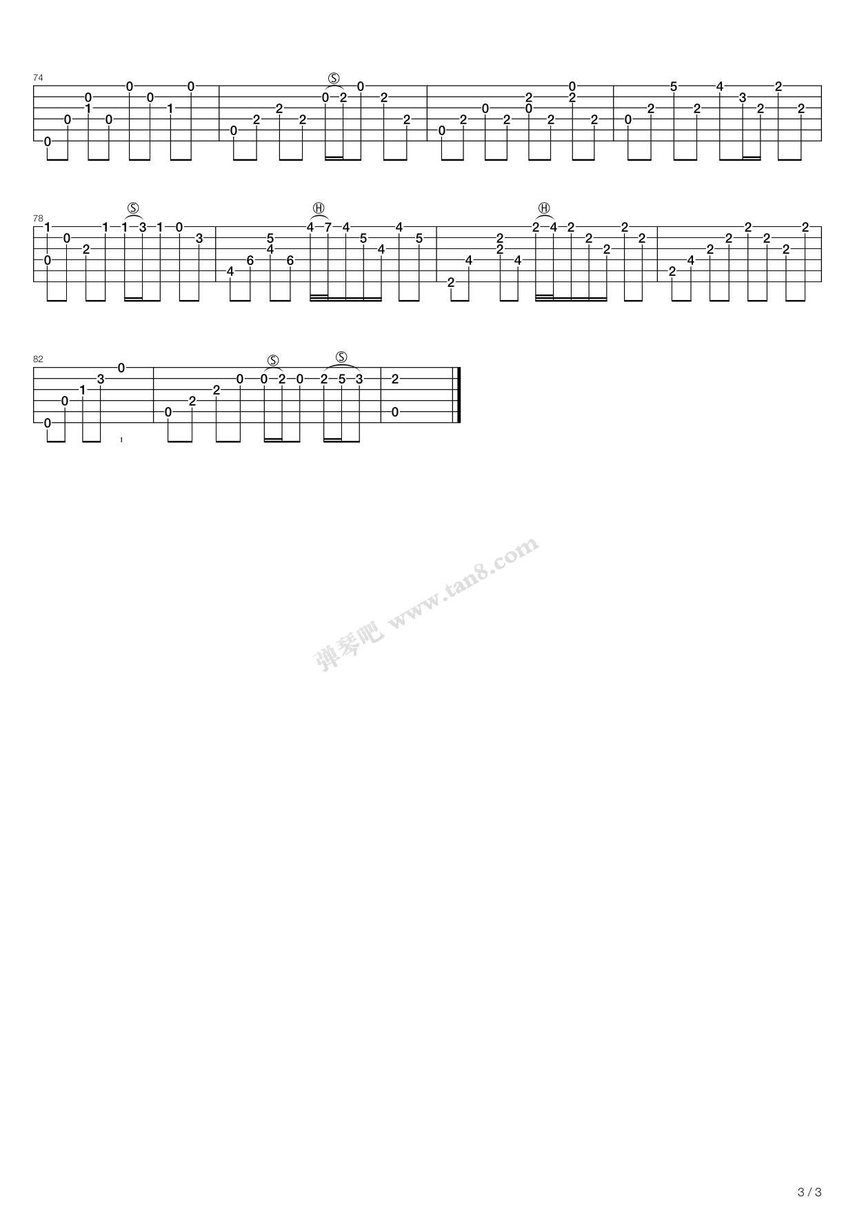 雨下一整晚吉他譜_周杰倫_C調指彈/獨奏譜_簡單版_圖譜3