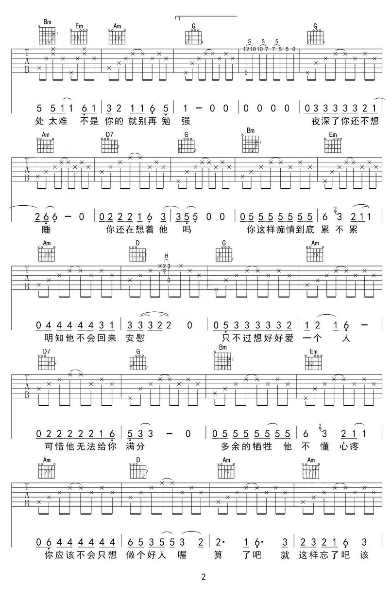 心太軟吉他譜_任賢齊_G調(diào)和弦彈唱譜_重制版帶前奏_圖譜2