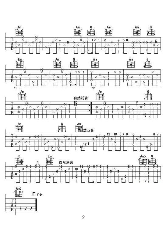 星語(yǔ)心愿吉他譜_張柏芝_C調(diào)指彈/獨(dú)奏譜_完美版_圖譜2