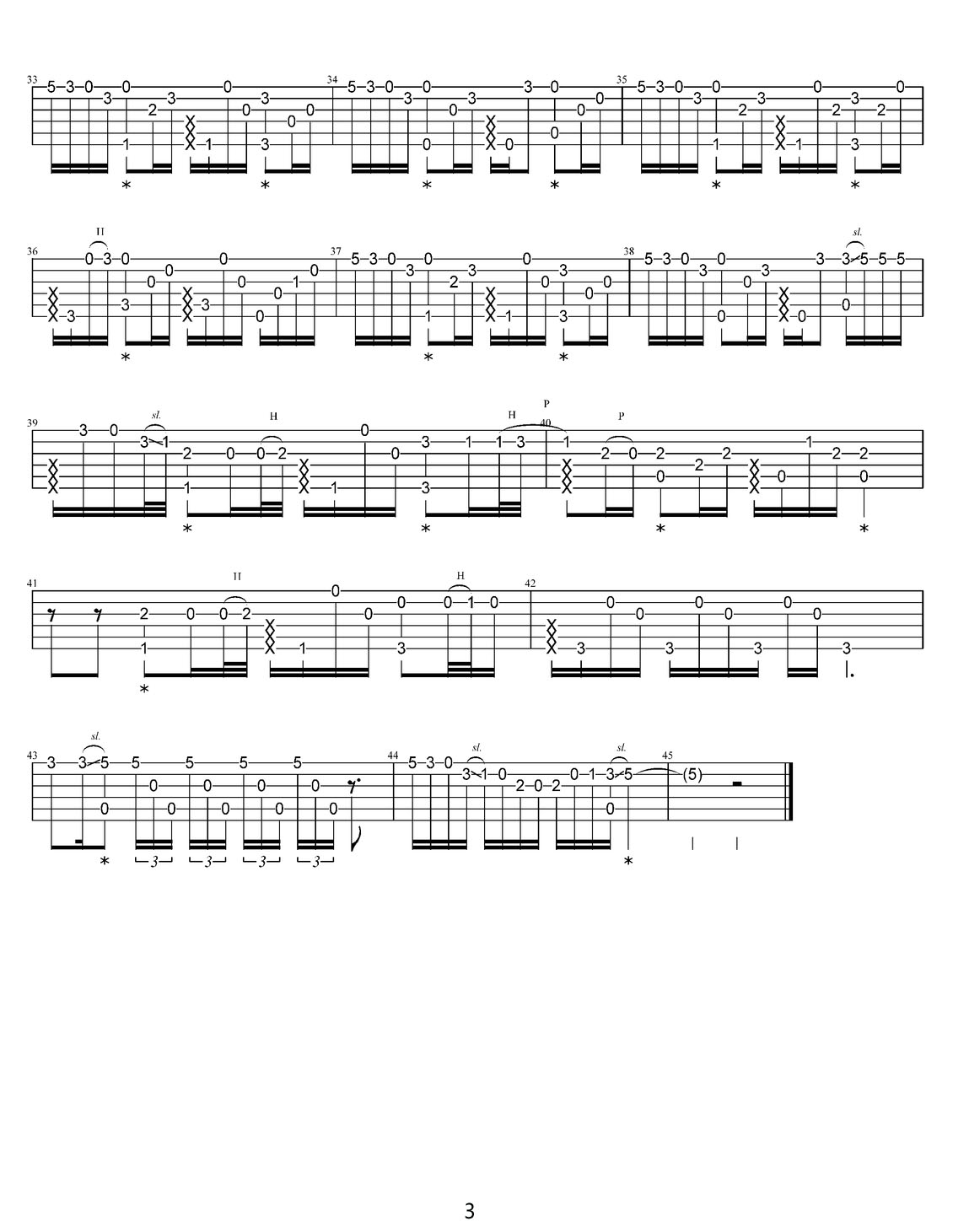 楓葉城吉他譜_楊昊昆_C調指彈/獨奏譜_高清重制版_圖譜3