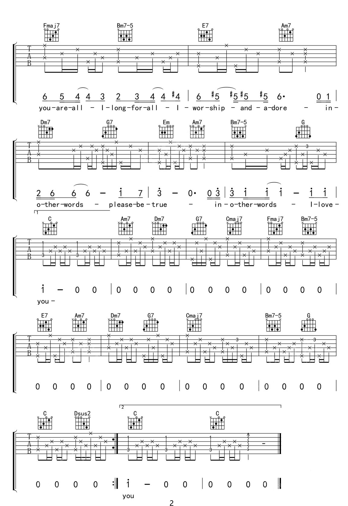 Fly Me To The Moon吉他譜_joshua radin_C調和弦彈唱譜_原版_圖譜2