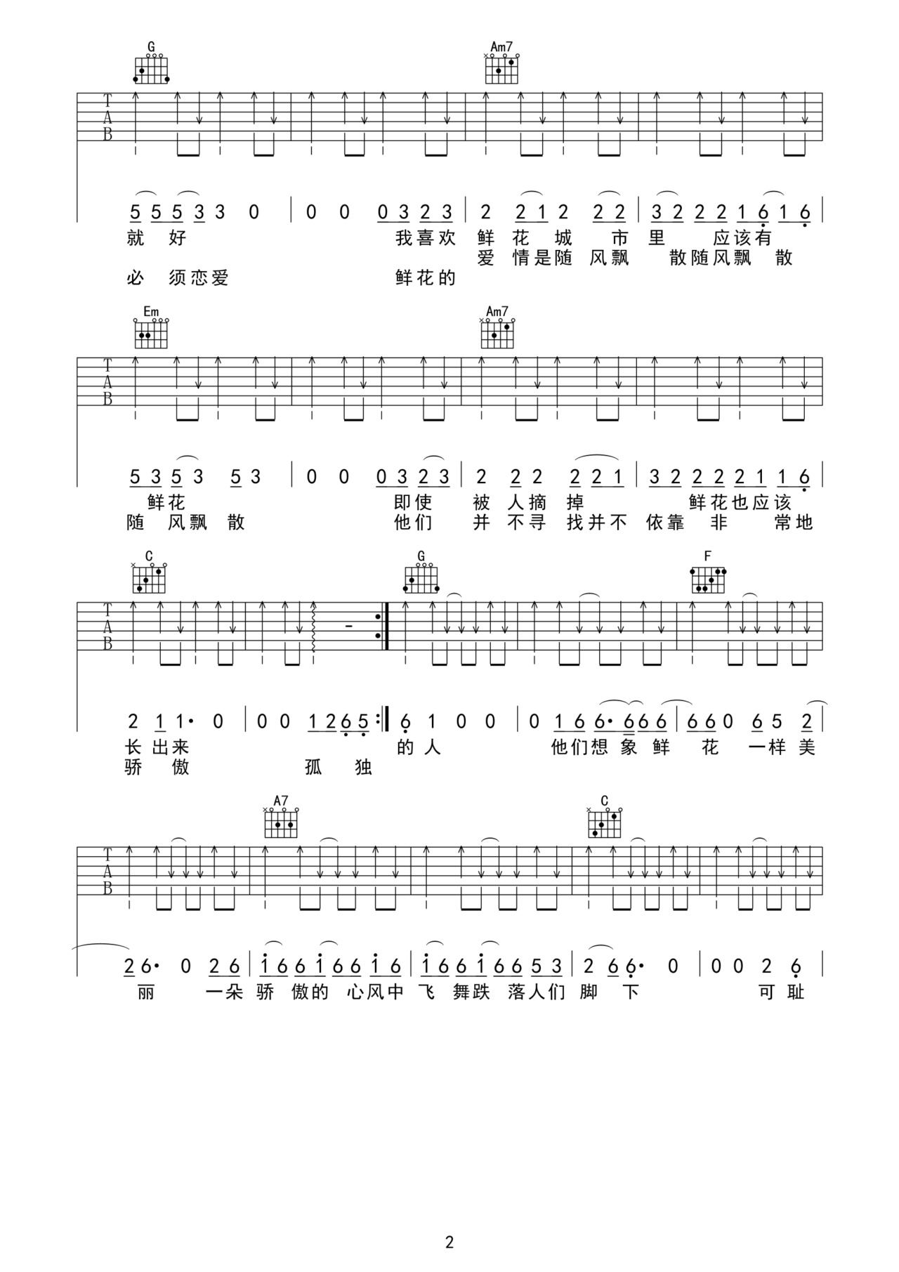 孤獨的人是可恥的吉他譜_張楚_G調和弦彈唱譜_重制版_圖譜2