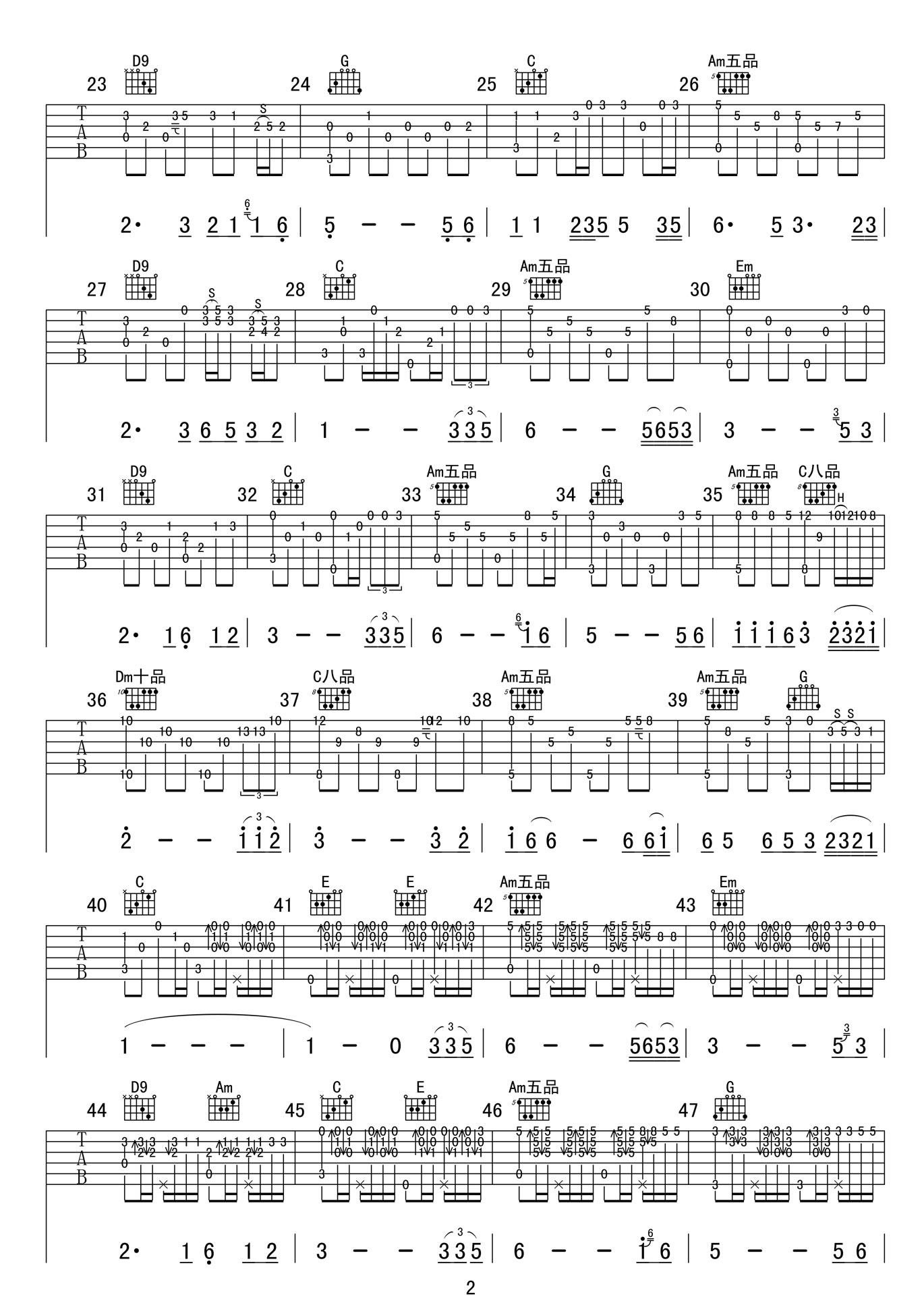 遲來(lái)的愛(ài)吉他譜_李茂山_C調(diào)指彈/獨(dú)奏譜_高清好聽(tīng)_圖譜2
