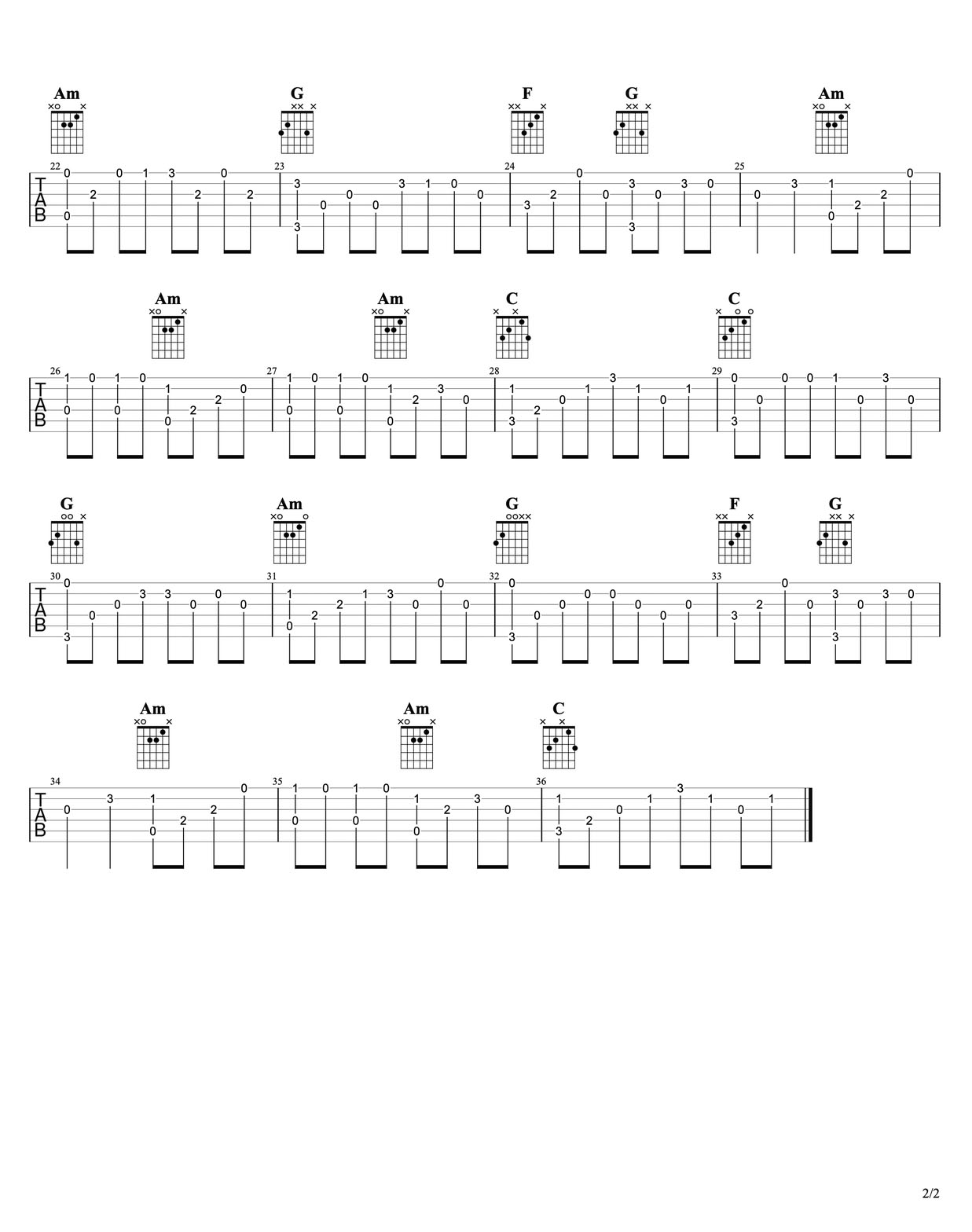 蟲兒飛吉他譜_鄭伊健_G調指彈/獨奏譜_簡單版_圖譜2