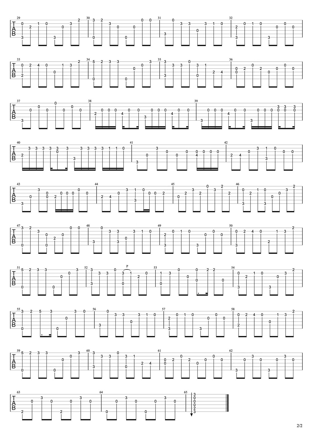 晴天吉他譜_周杰倫_C調(diào)指彈/獨奏譜_超簡單_圖譜2