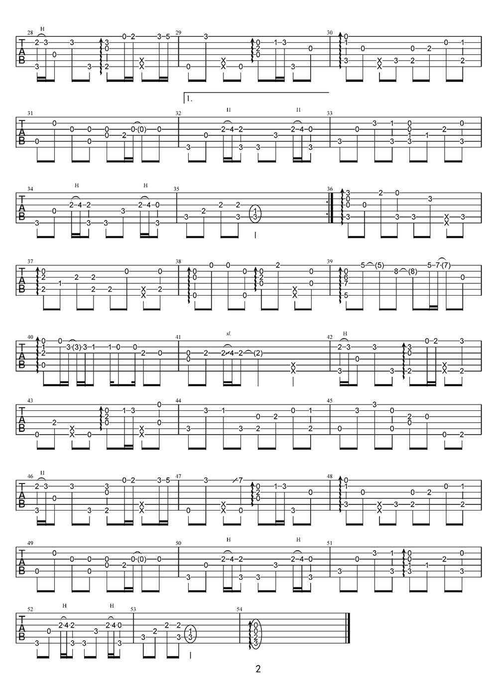 流沙吉他譜_陶喆_A調(diào)指彈/獨奏譜_重制版_圖譜2