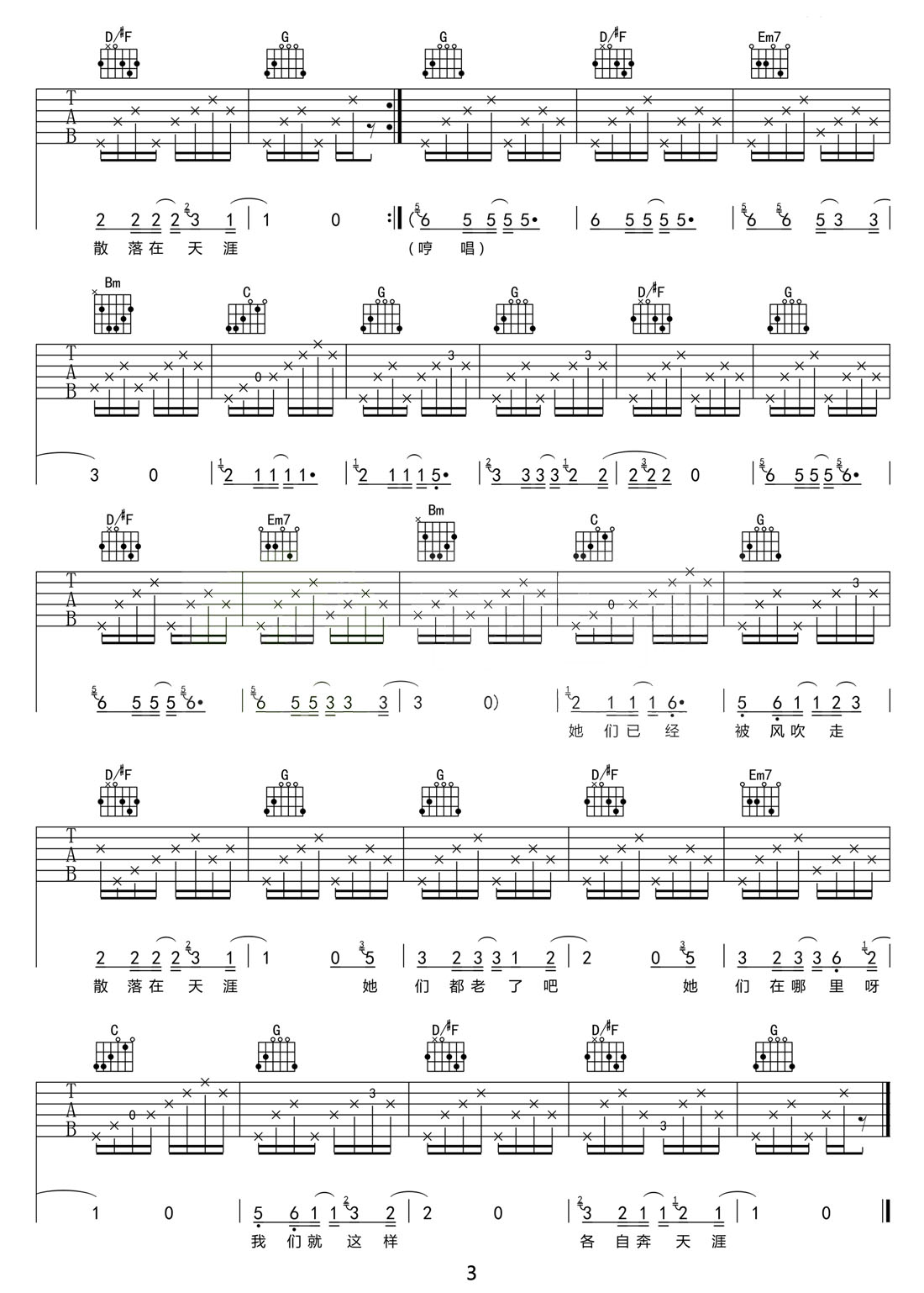 那些花兒吉他譜_樸樹_G調和弦彈唱譜_高清重制版_圖譜3