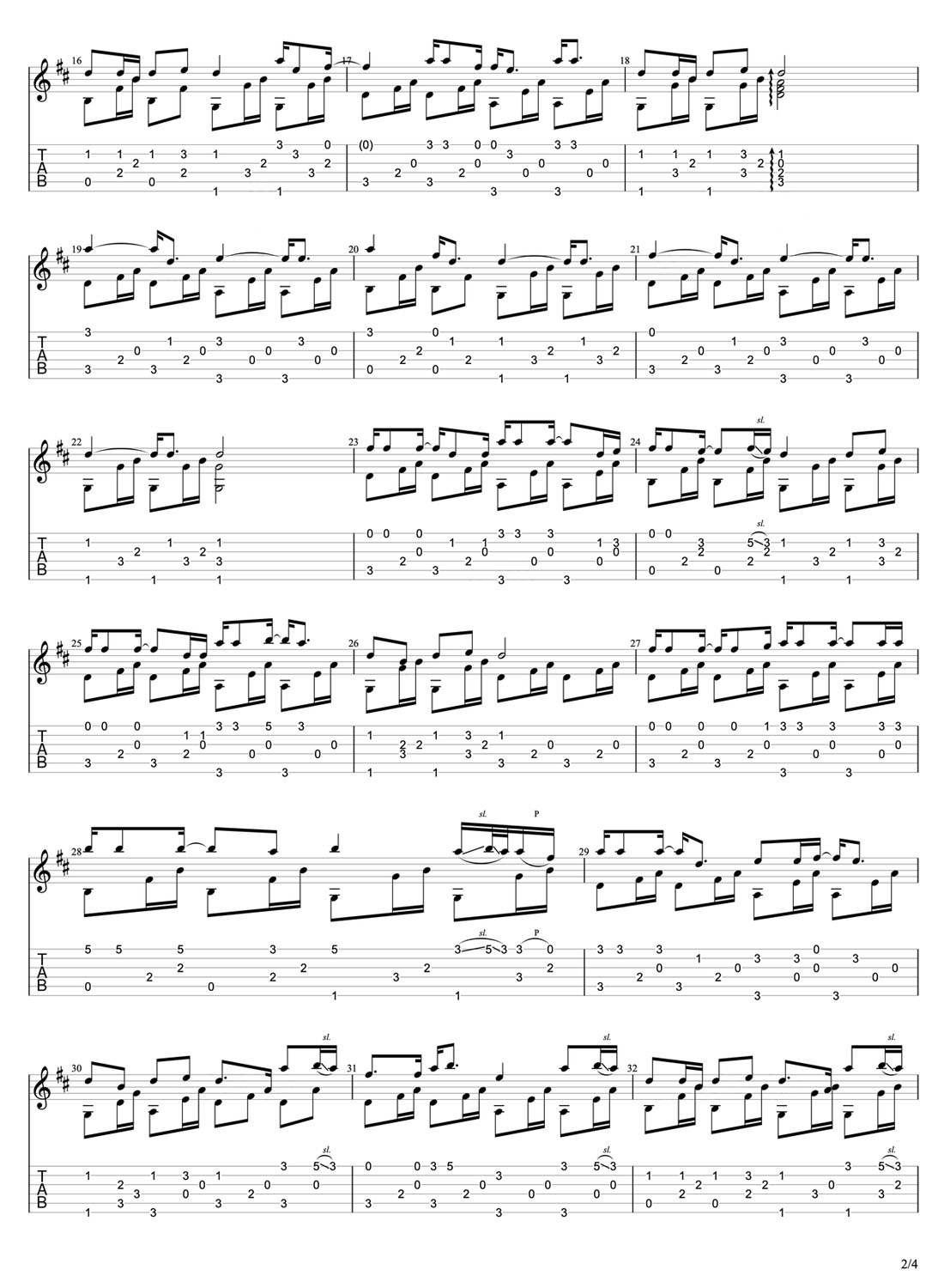 程艾影吉他譜_趙雷_C調(diào)指彈/獨(dú)奏譜_新編_圖譜2