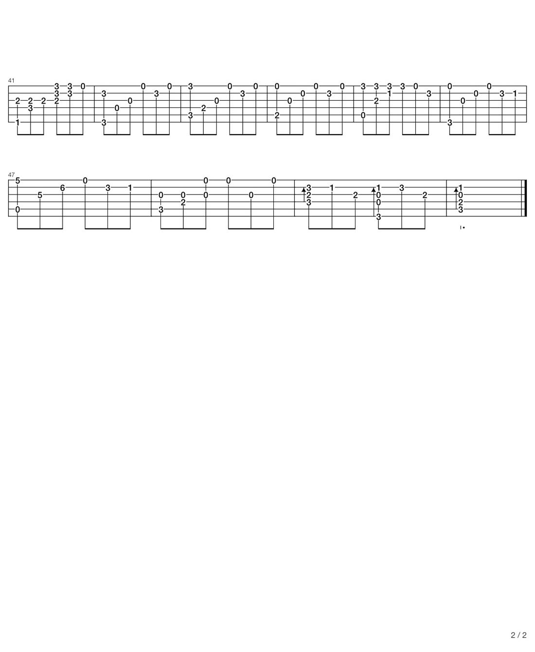 廬州月吉他譜_許嵩_C調指彈/獨奏譜_簡潔版_圖譜2