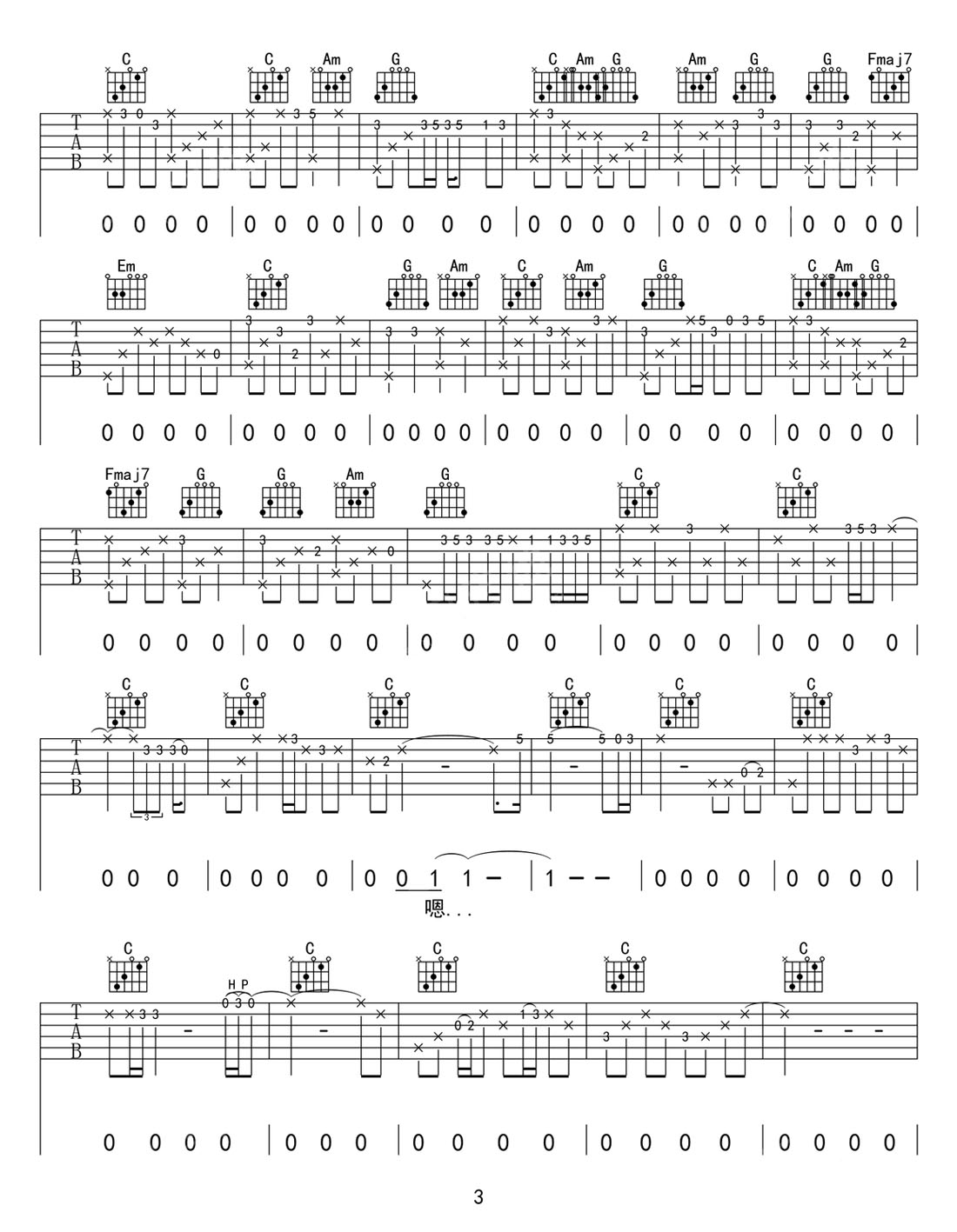 知道不知道吉他譜_劉若英_C調(diào)和弦彈唱譜_高清重制版_圖譜3