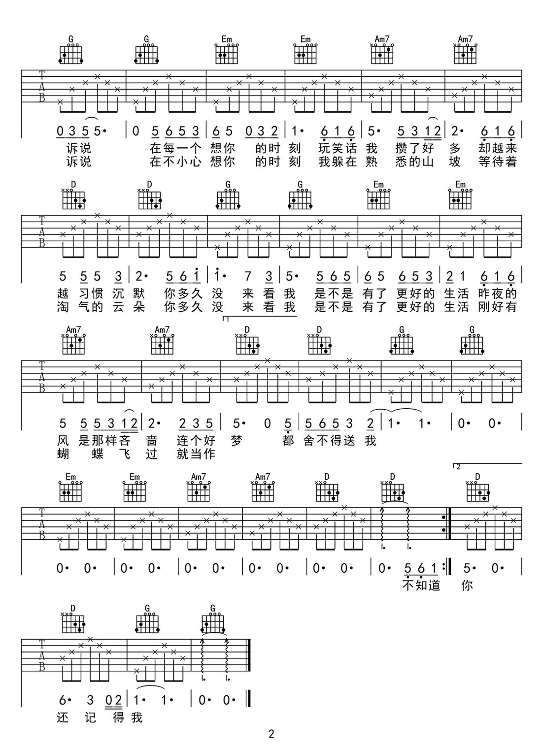人生路遙吉他譜_雷佳_G調(diào)和弦彈唱譜_人生之路主題曲_圖譜2