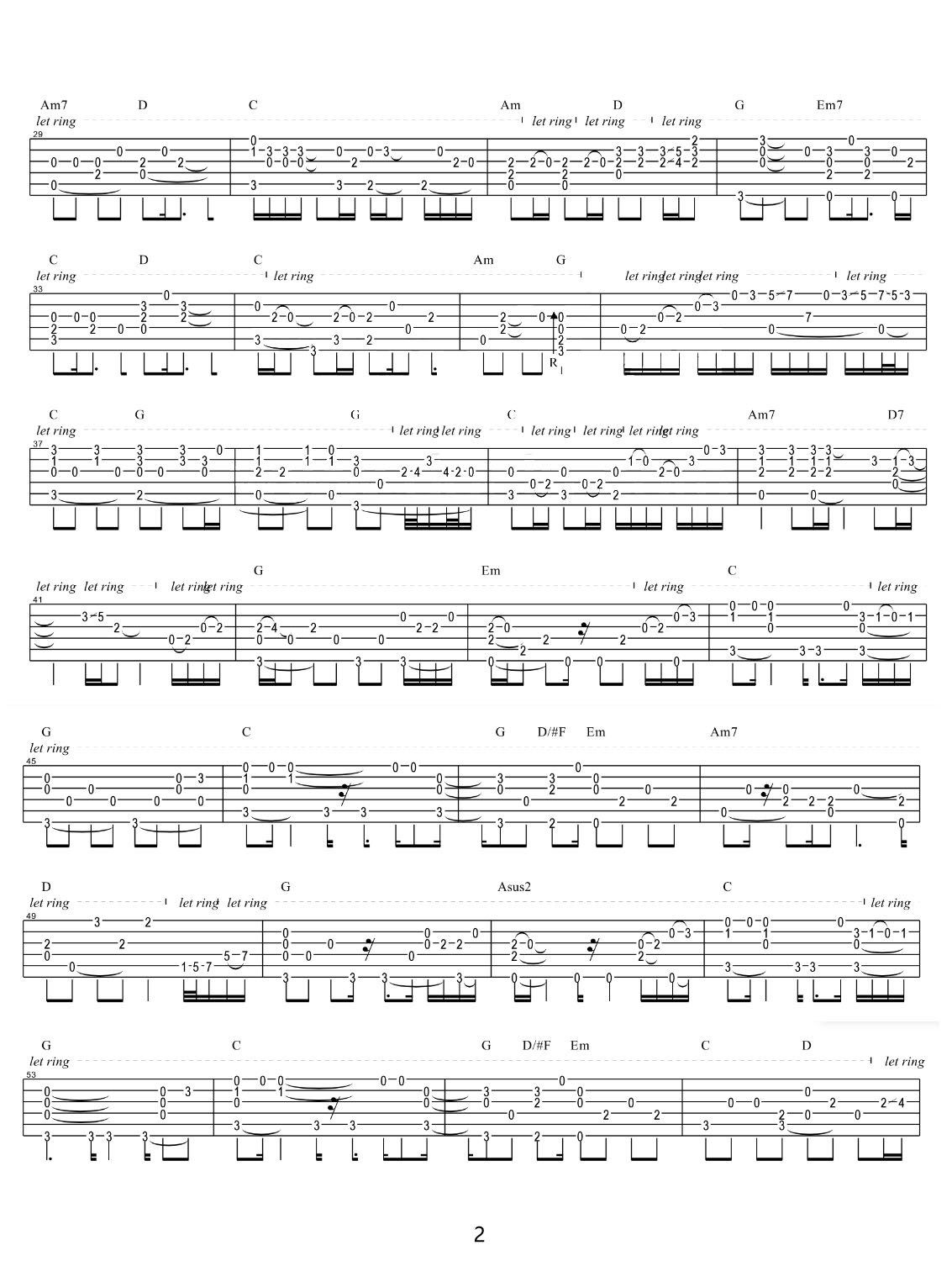 你愛我像誰(shuí)吉他譜_張衛(wèi)健_C調(diào)指彈/獨(dú)奏譜_高清重制版_圖譜2