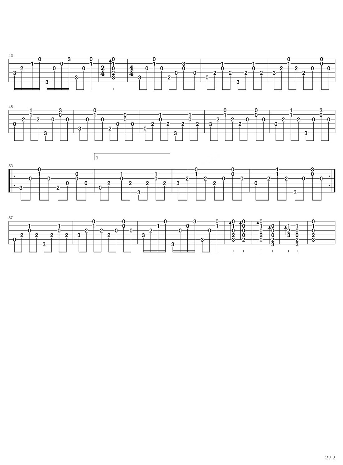 如果當時吉他譜_許嵩_C調指彈/獨奏譜_原版改編_圖譜2