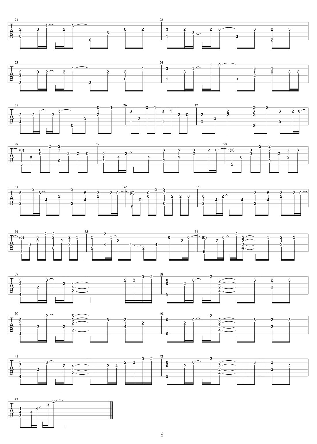 在同一天空下吉他譜_秒速5厘米_C調(diào)指彈/獨(dú)奏譜_新編_圖譜2