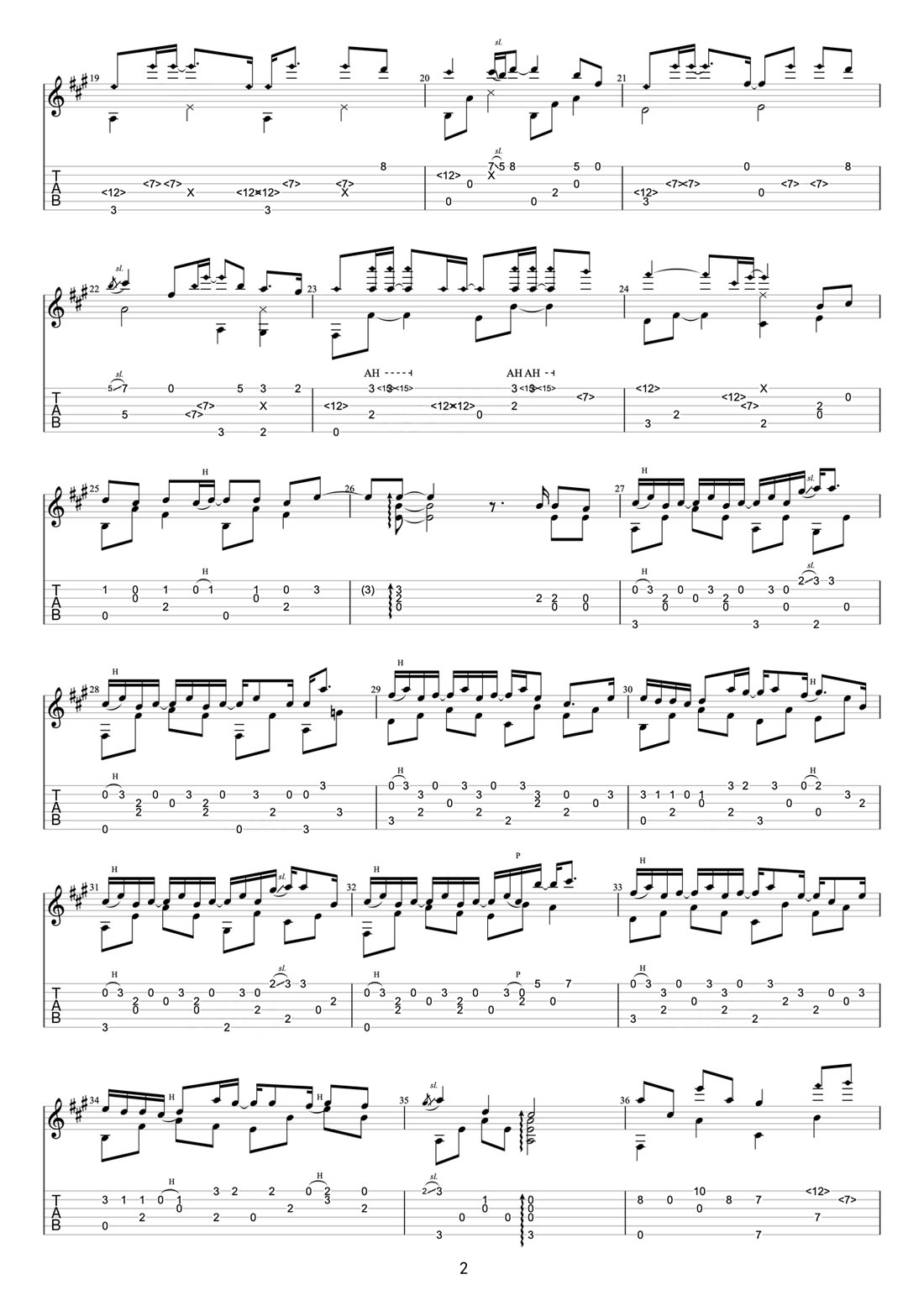 阿茲海默吉他譜_張小伙_C調指彈/獨奏譜_圖譜2