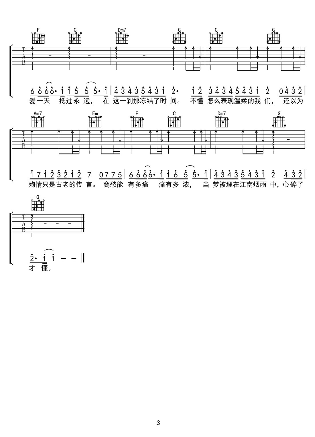 江南吉他譜_林俊杰_C調(diào)和弦彈唱譜_帶前奏_圖譜3