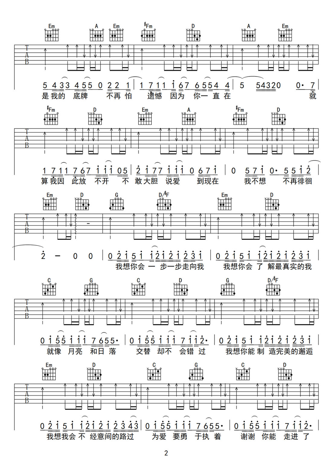 我想我會吉他譜_尹露浠_G調(diào)和弦彈唱譜_圖譜2