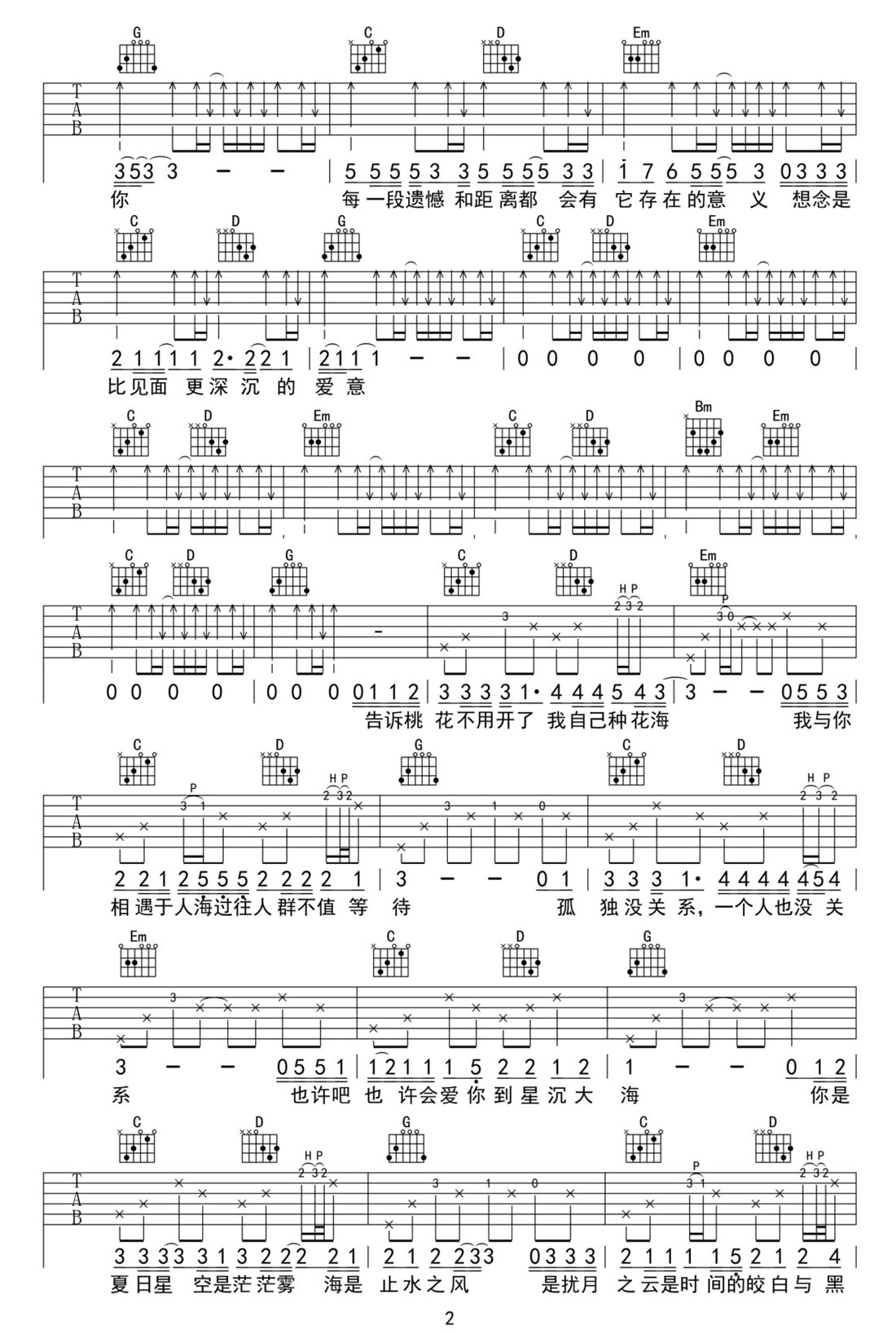 三十二段留言吉他譜_Vicky萱萱_G調(diào)和弦彈唱譜_完美版_圖譜2
