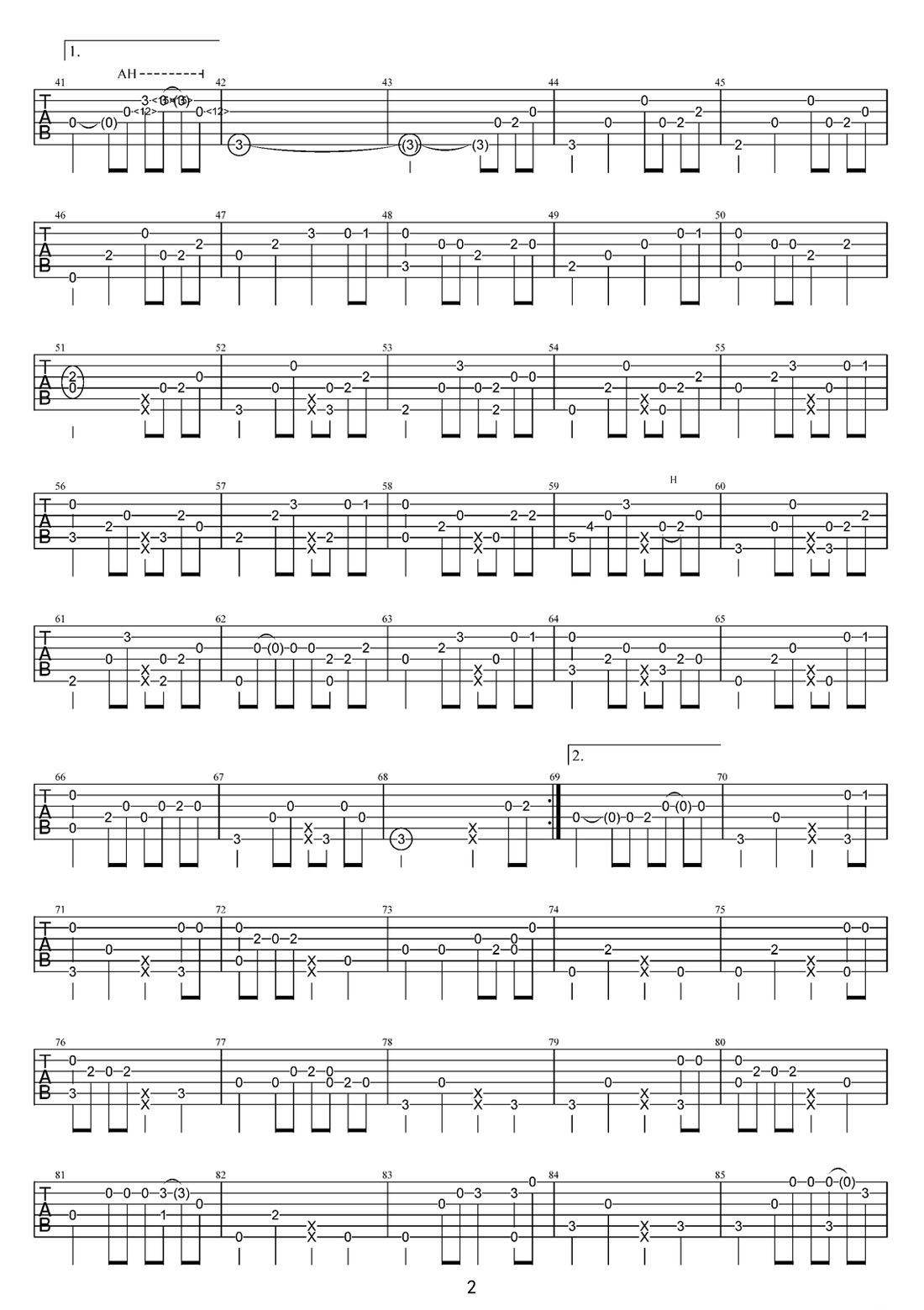 出現(xiàn)又離開(kāi)吉他譜_梁博_A調(diào)指彈/獨(dú)奏譜_改編_圖譜2