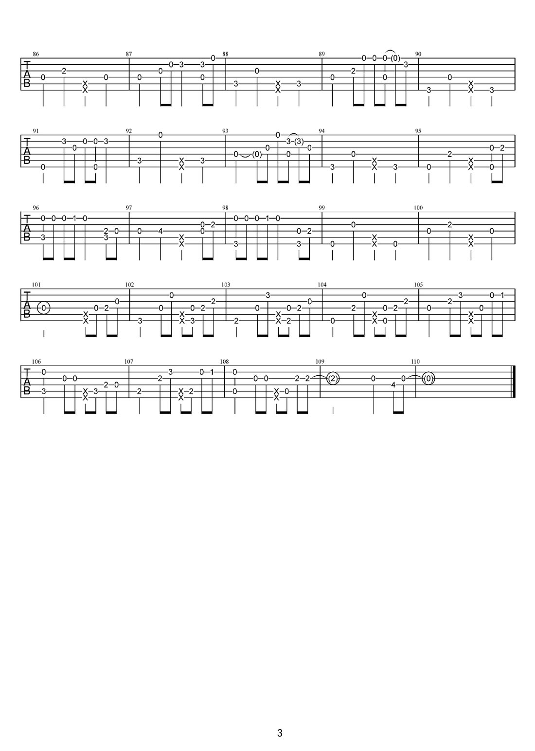 出現(xiàn)又離開(kāi)吉他譜_梁博_A調(diào)指彈/獨(dú)奏譜_改編_圖譜3