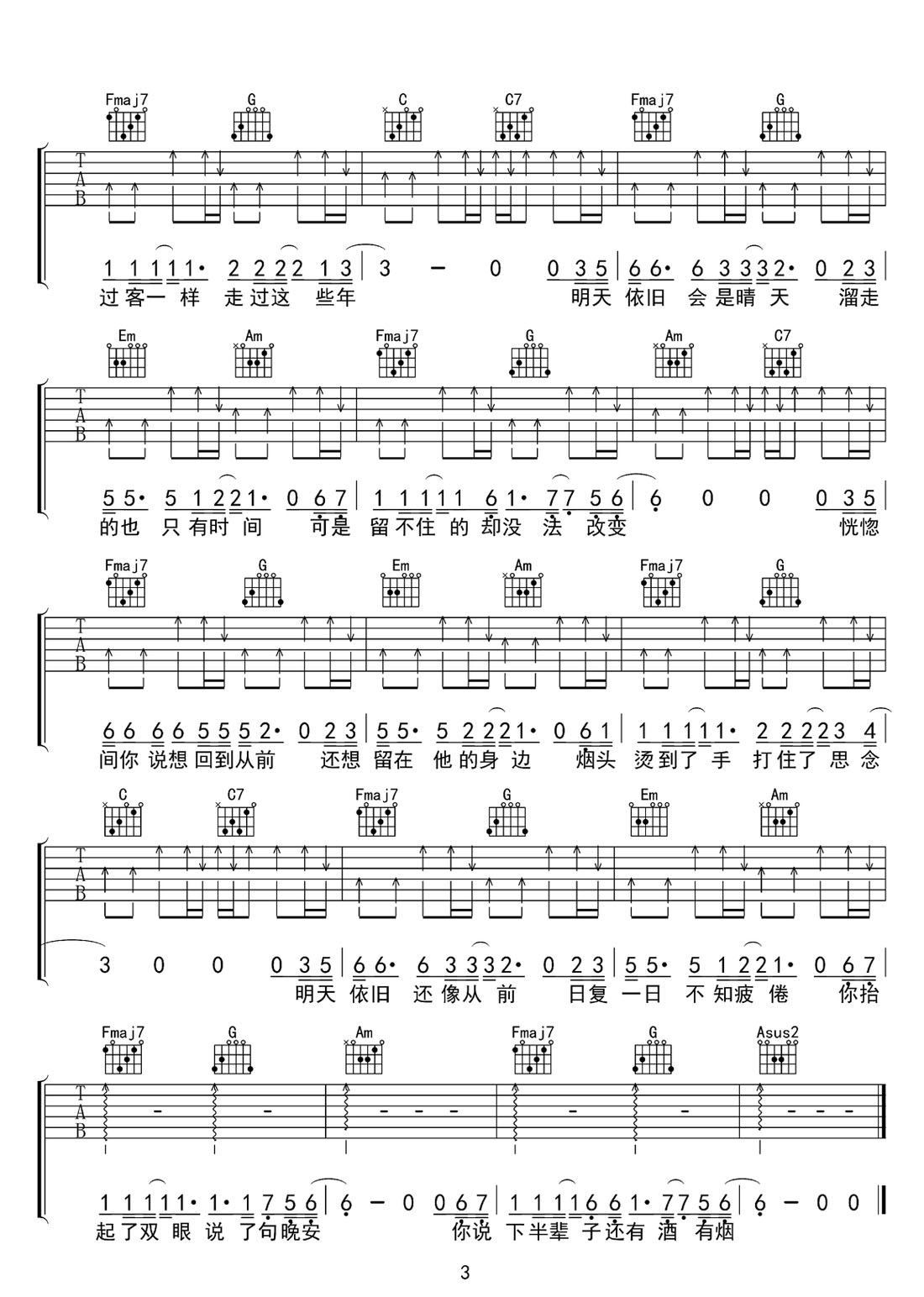 你說吉他譜_枯木逢春_C調(diào)和弦彈唱譜_高清版_圖譜3