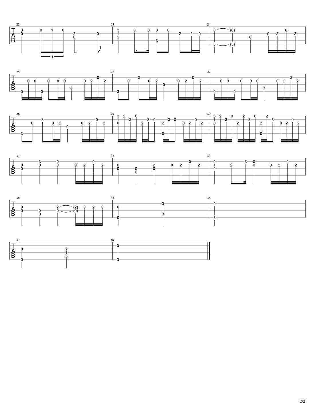 黃昏之時吉他譜_RADWIMPS_C調(diào)指彈/獨奏譜_圖譜2