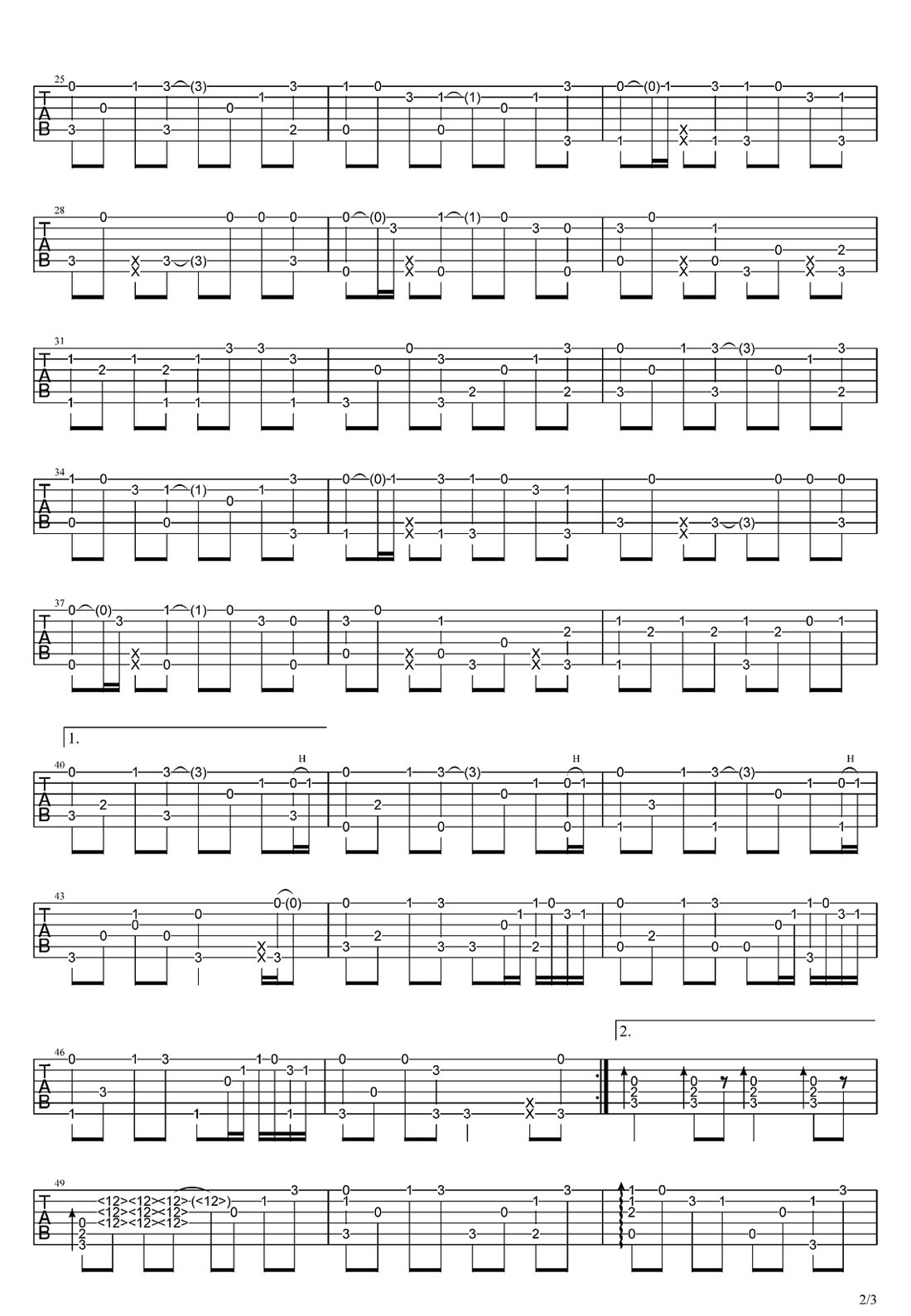 熱帶雨林吉他譜_S.H.E_C調(diào)指彈/獨(dú)奏譜_新編_圖譜2