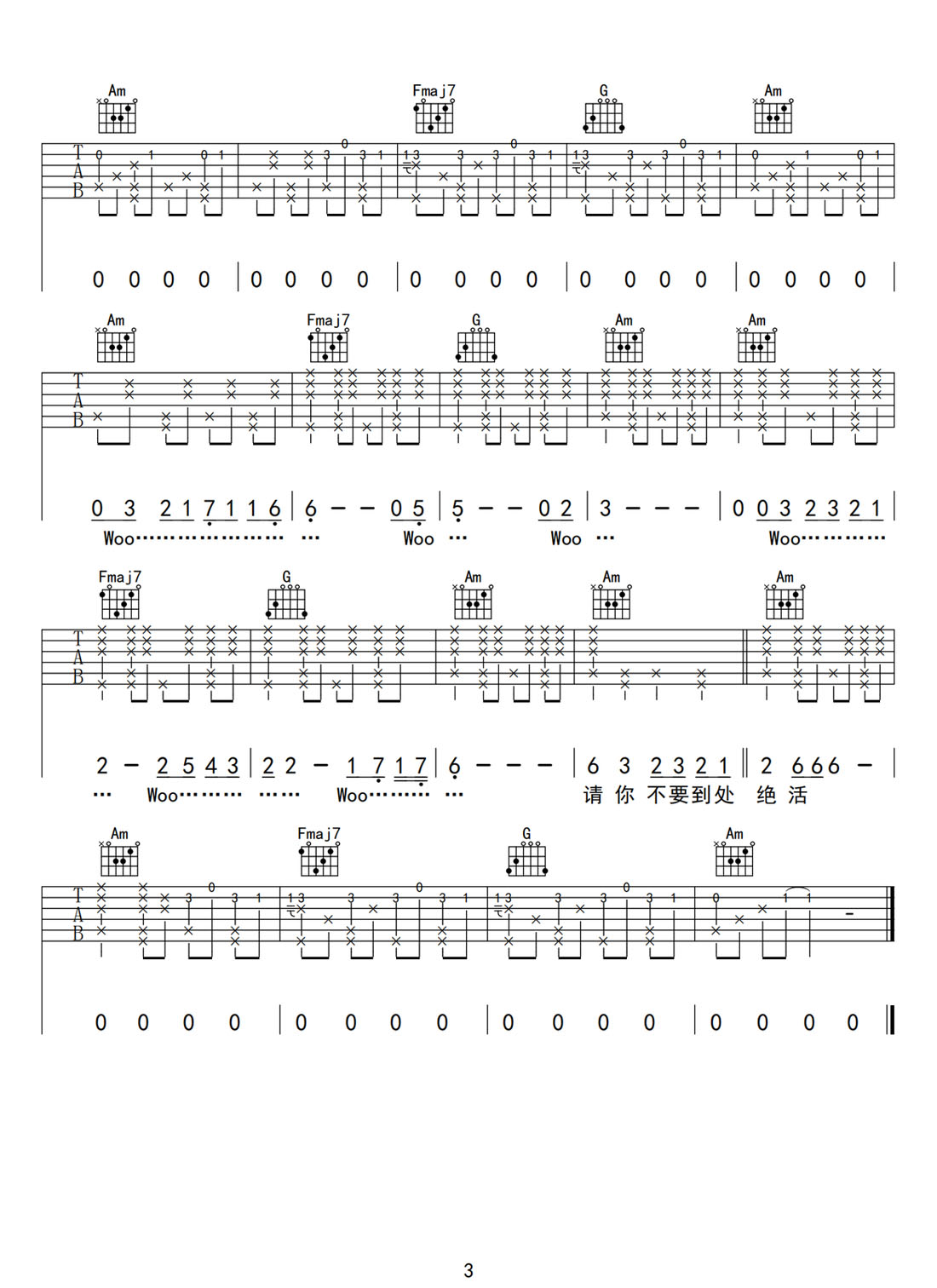 不潮不用花錢吉他譜_林俊杰_C調和弦彈唱譜_原版_圖譜3