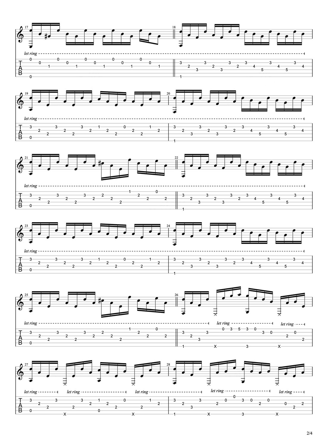 開往春天的地鐵吉他譜_張亞東_C調指彈/獨奏譜_圖譜2