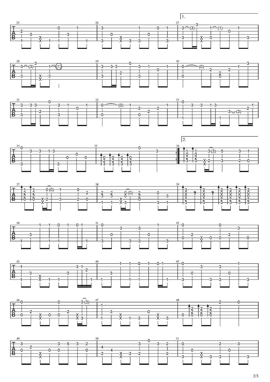 喜歡你吉他譜_鄧紫棋_C調指彈/獨奏譜_原版改編_圖譜2