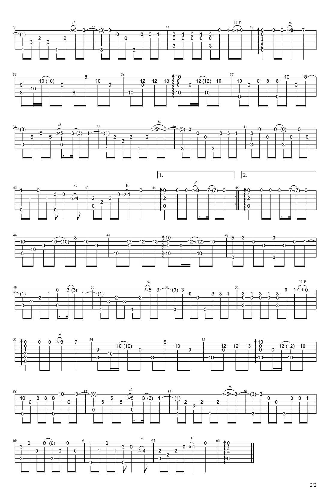 時(shí)間都去哪兒了吉他譜_王錚亮_C調(diào)指彈/獨(dú)奏譜_高清重制_圖譜2