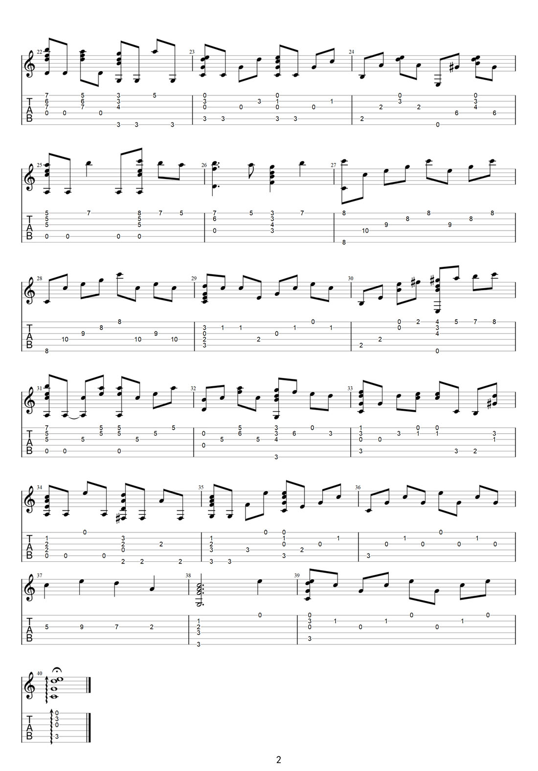 昨日吉他譜_陳奕迅_G調(diào)指彈/獨奏譜_原版改編_圖譜2