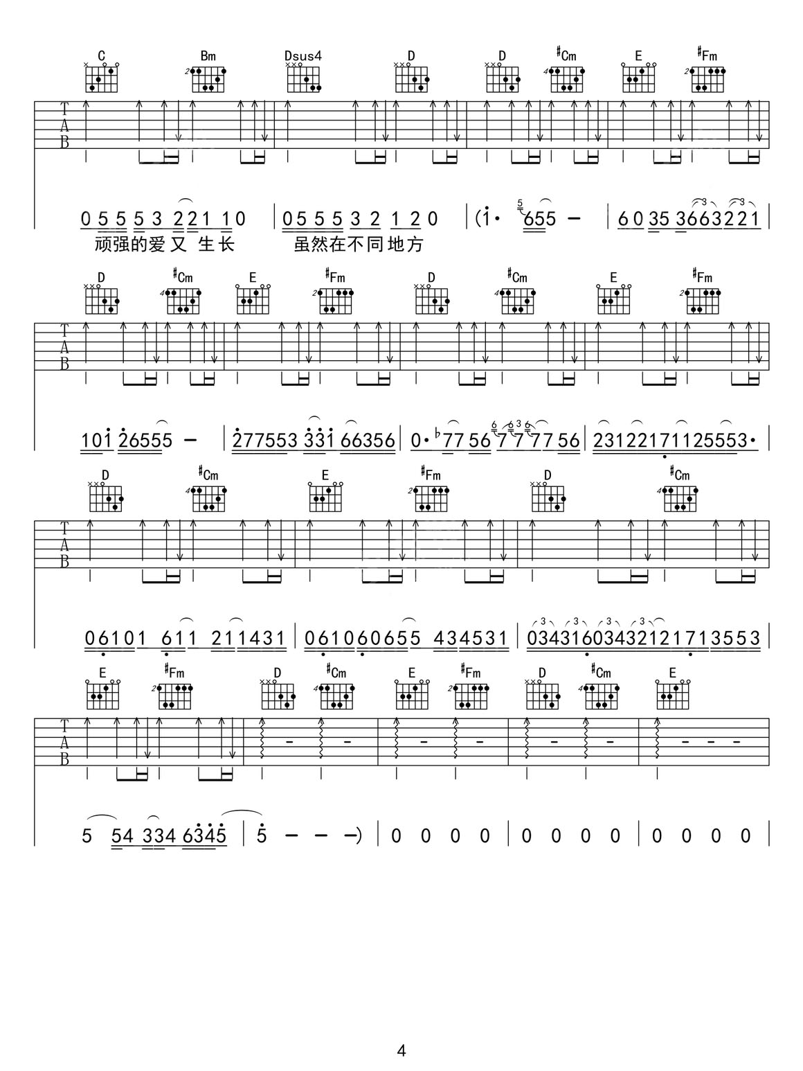 融化吉他譜_梁博_G調(diào)和弦彈唱譜_完美版帶前奏_圖譜4