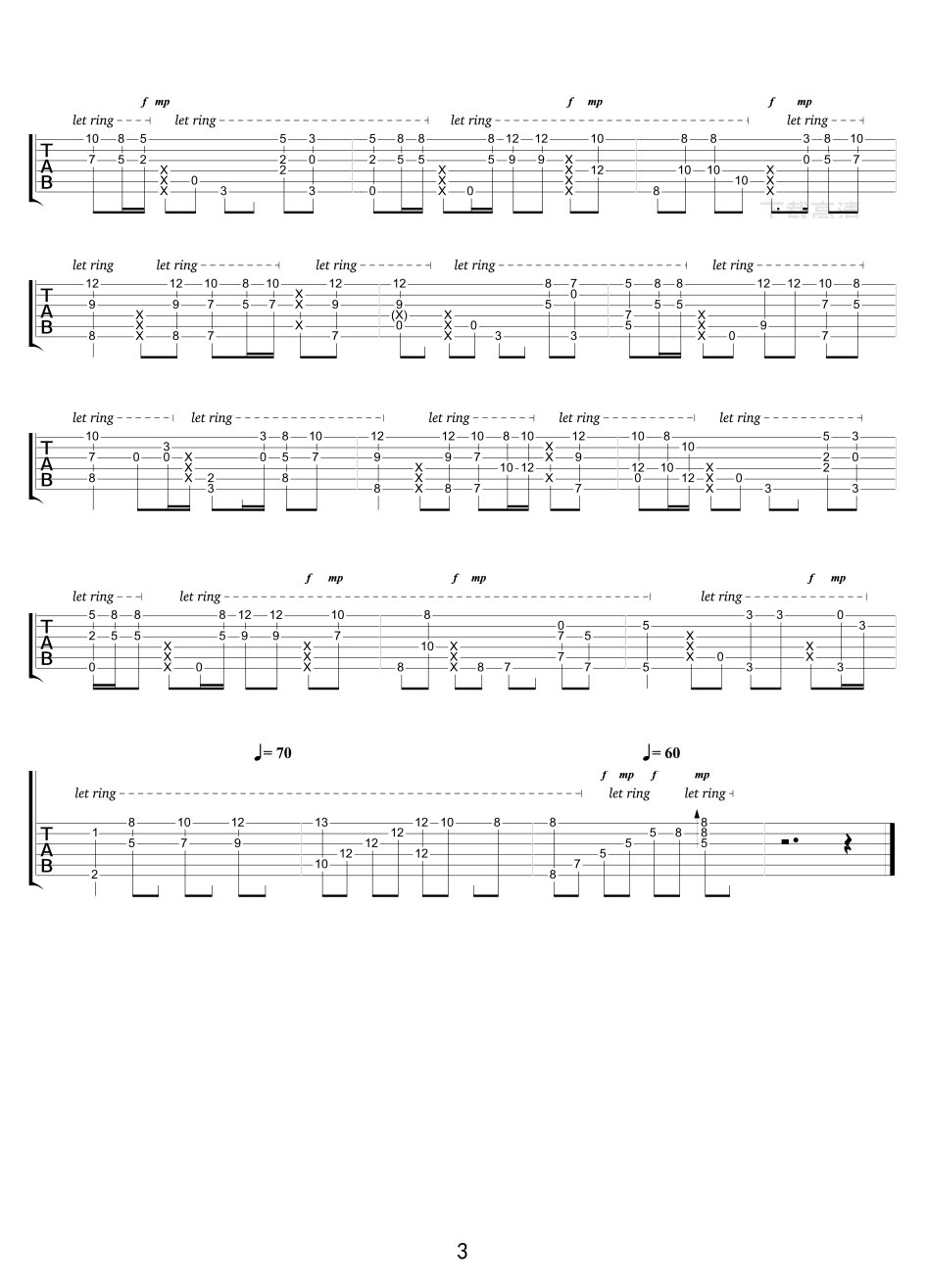 遙遠(yuǎn)的她吉他譜_張學(xué)友_C調(diào)指彈/獨(dú)奏譜_老歌新編_圖譜3