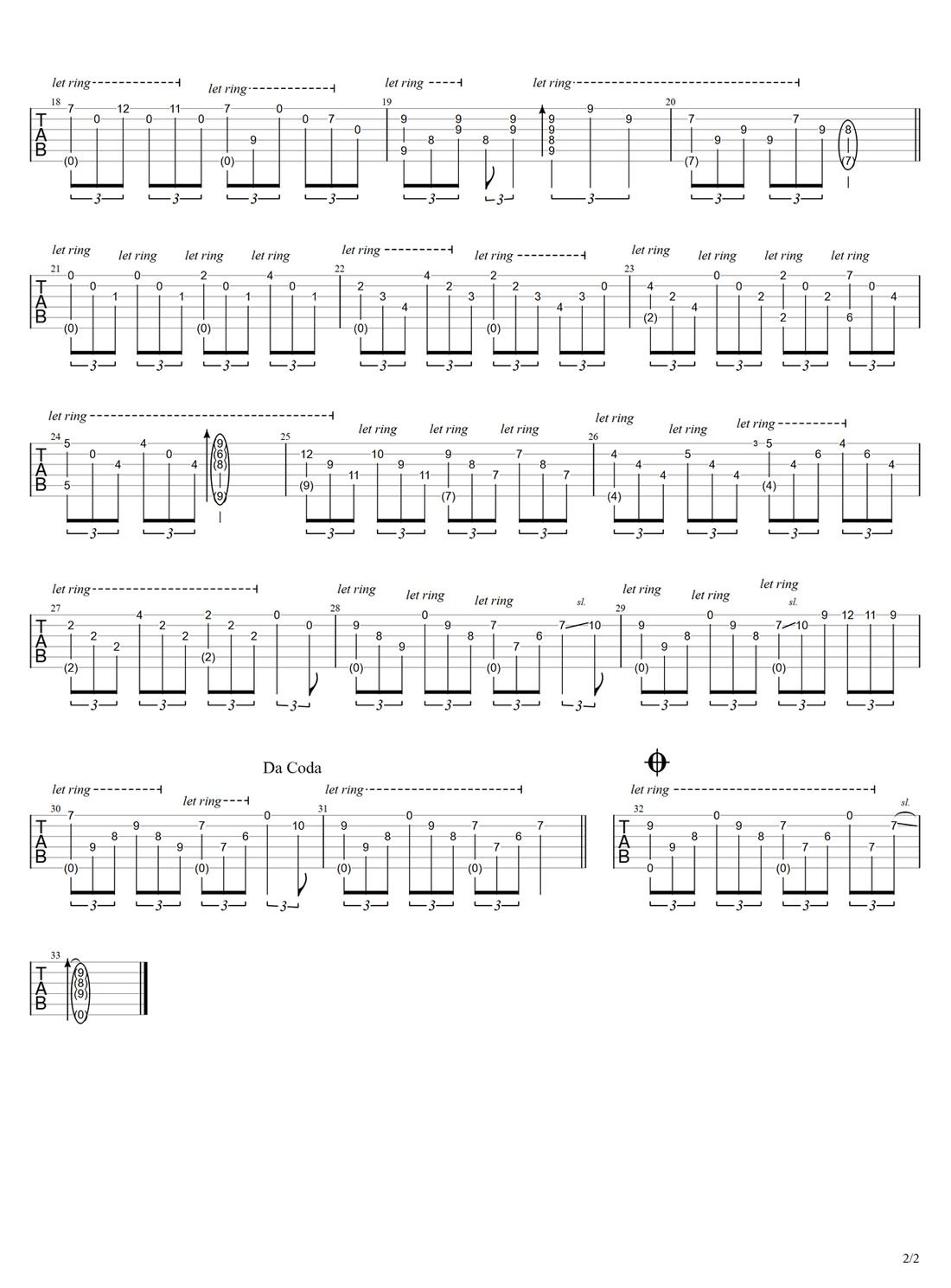 Dear吉他譜_押尾桑_C調(diào)指彈/獨奏譜_原版_圖譜2