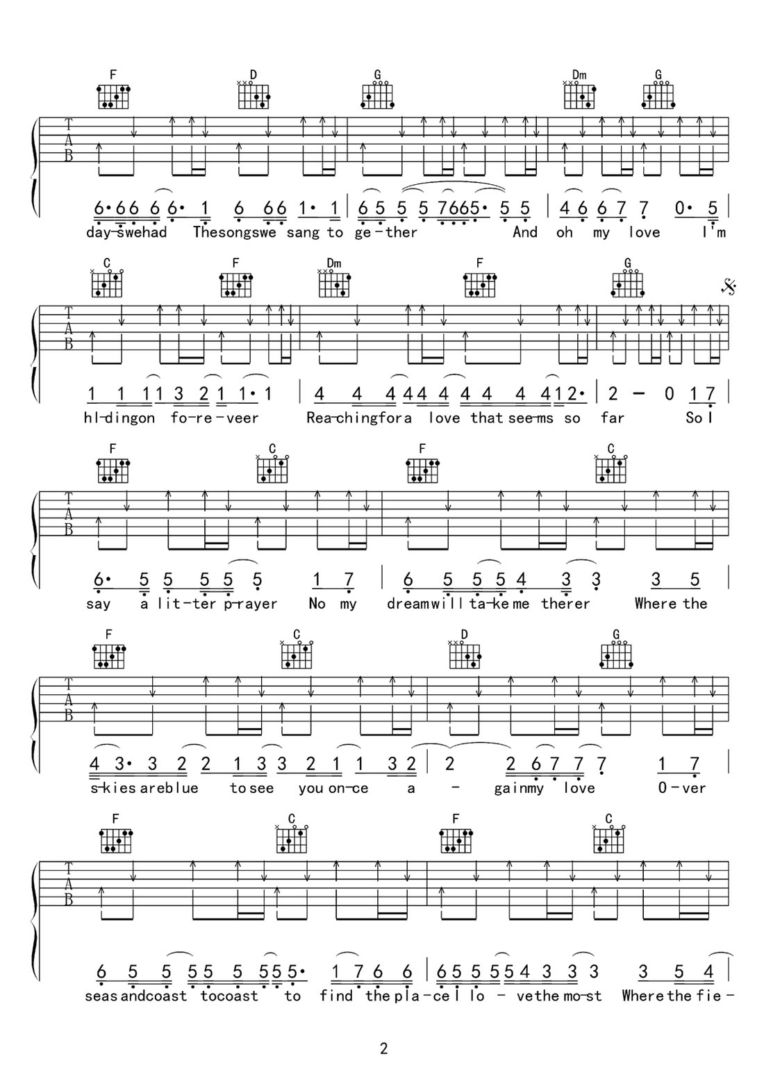 My Love吉他譜_Westlife_C調和弦彈唱譜_重制版_圖譜2