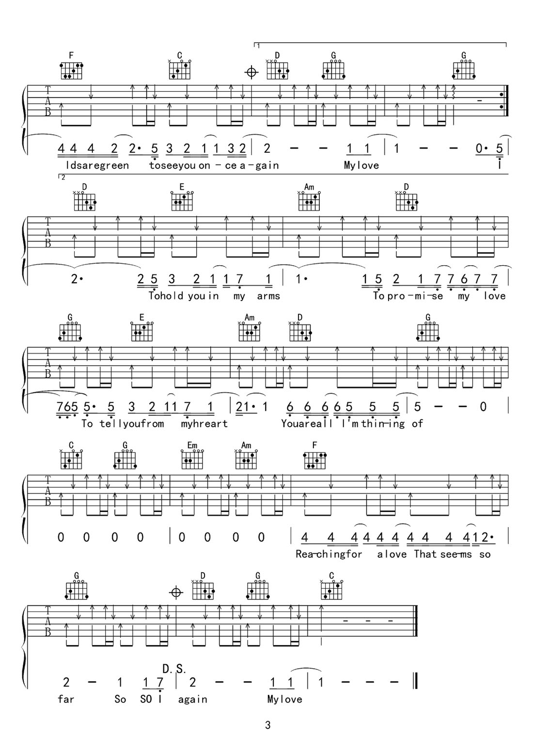 My Love吉他譜_Westlife_C調和弦彈唱譜_重制版_圖譜3