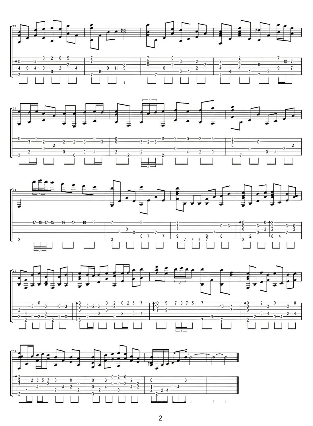 碎月雨中奏(東方萃夢想)吉他譜_東方project_G調(diào)指彈/獨奏譜_純音樂改編_圖譜2