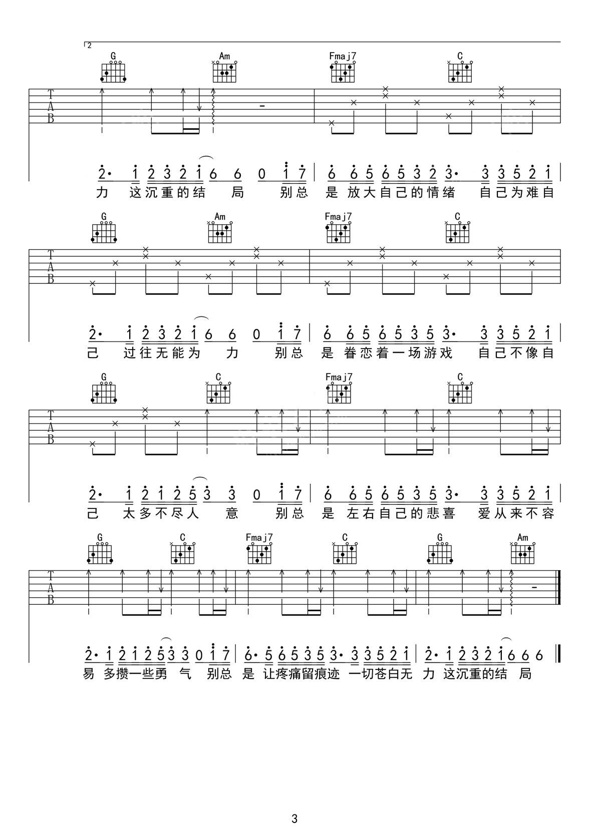別為難自己吉他譜_歐陽(yáng)尚尚_G調(diào)和弦彈唱譜_高清完整版_圖譜3