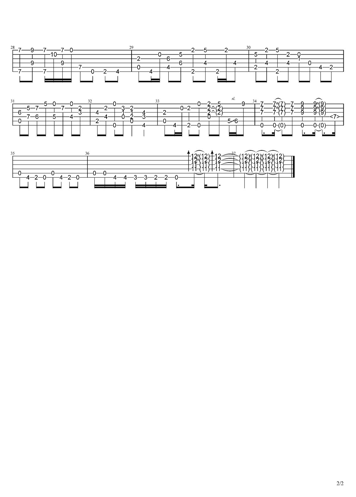 玫瑰玫瑰我愛你吉他譜_黃齡_C調指彈/獨奏譜_老歌新編_圖譜2