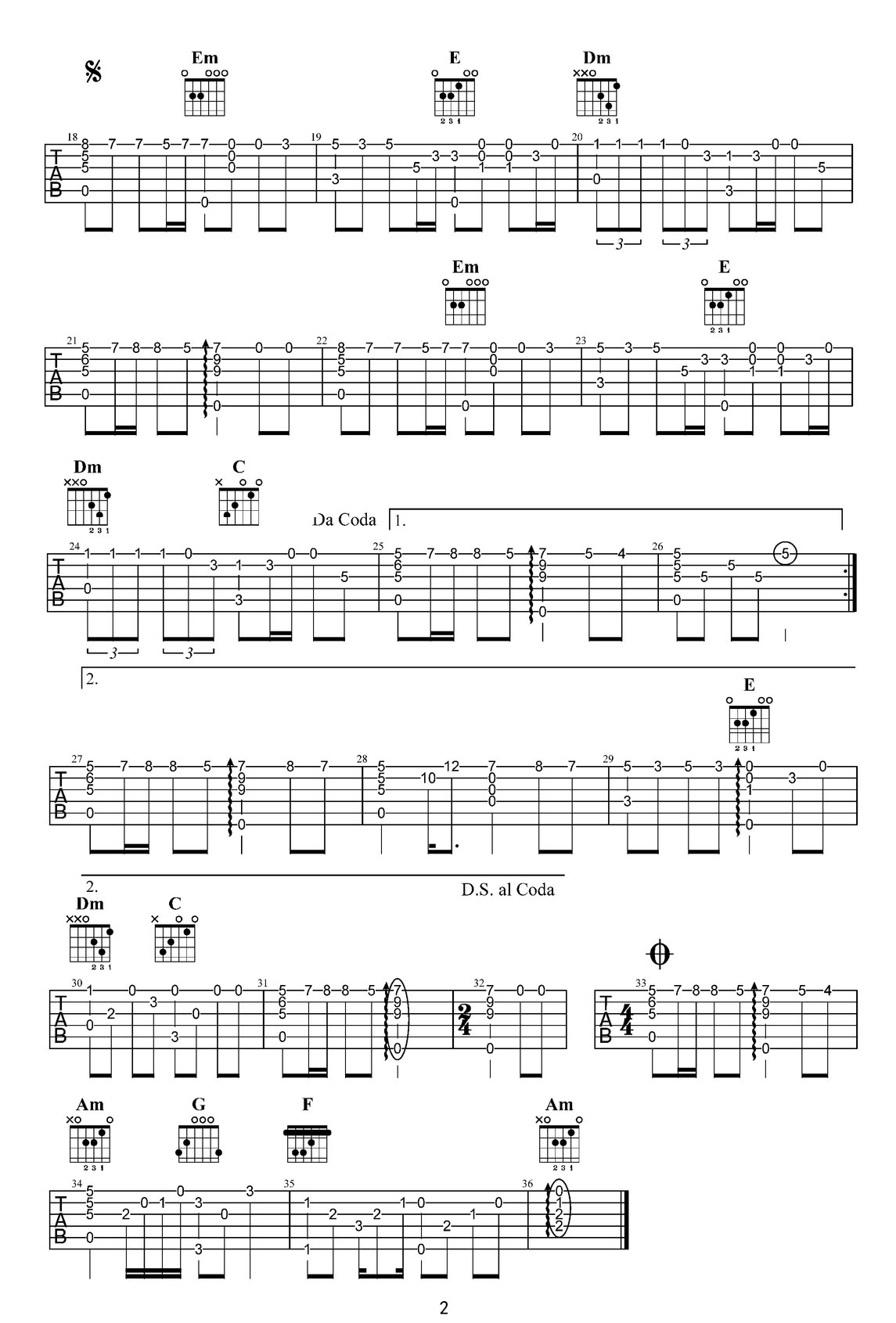 有一種愛(ài)叫做放手吉他譜_阿木_C調(diào)指彈/獨(dú)奏譜_老歌新編_圖譜2