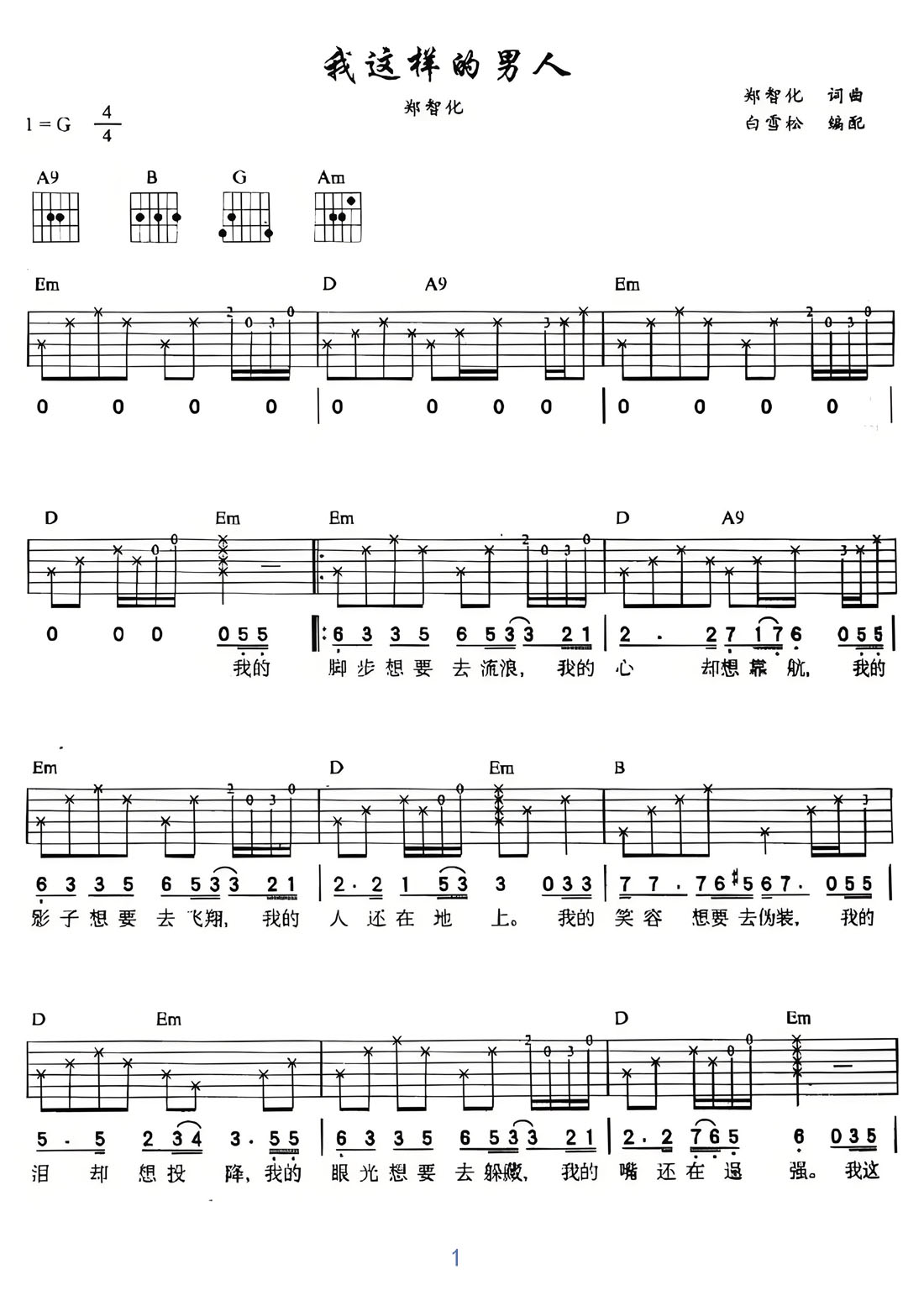 我這樣的男人吉他譜_鄭智化_G調(diào)和弦彈唱譜_掃描版_圖譜1