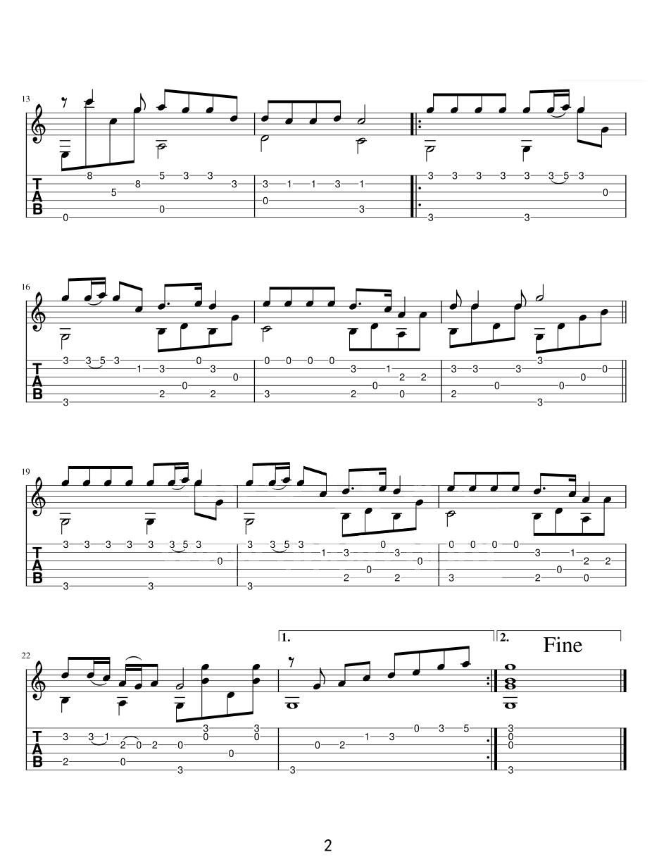 九月九的酒吉他譜_朱德榮_C調(diào)指彈/獨(dú)奏譜_高清重制版_圖譜2