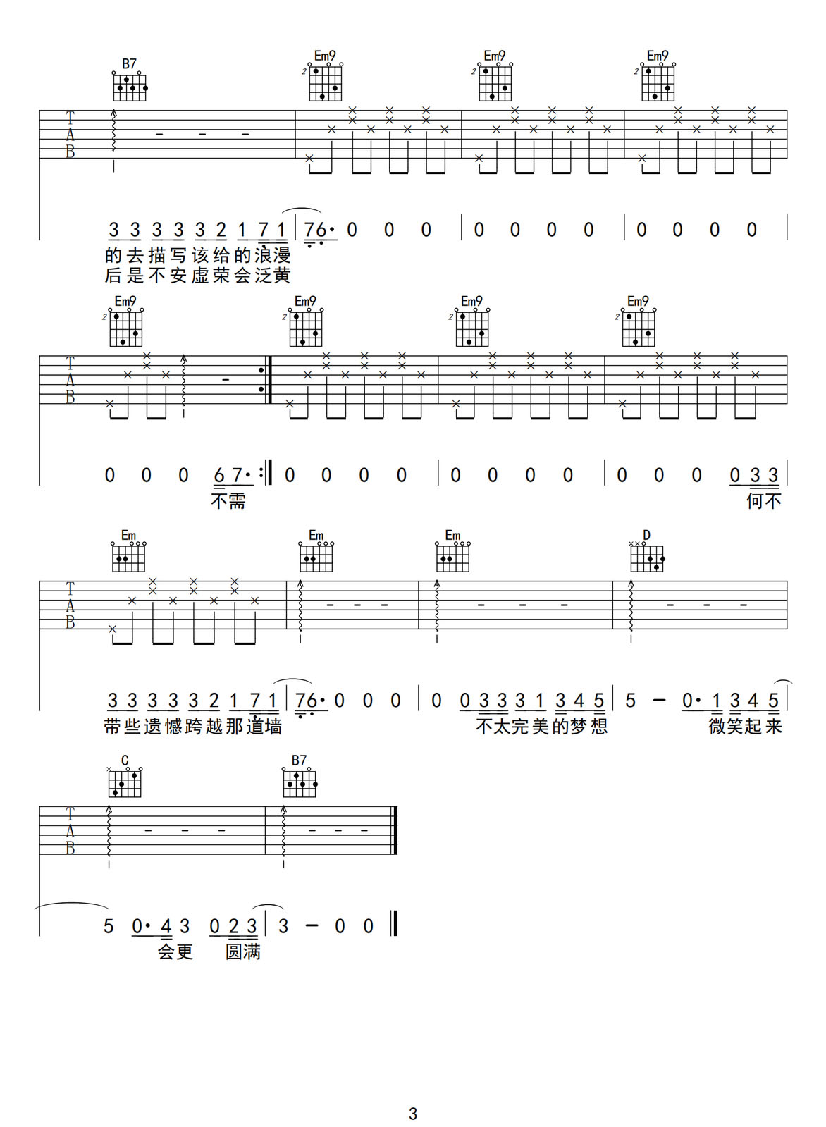 夢不凌亂吉他譜_林俊杰_G調(diào)和弦彈唱譜_簡單分解版_圖譜3