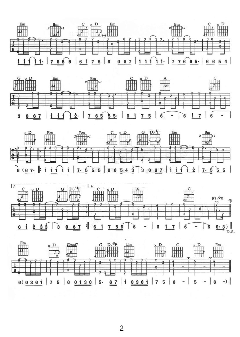 秋天不回來(lái)吉他譜_王強(qiáng)_G調(diào)指彈/獨(dú)奏譜_重制版_圖譜2