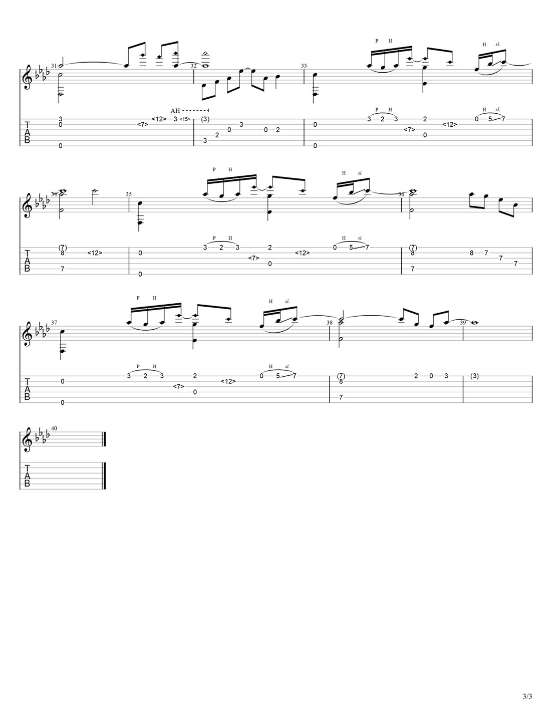 Da Capo(HOYO-MiX)吉他譜_車子玉_C調指彈/獨奏譜_圖譜3